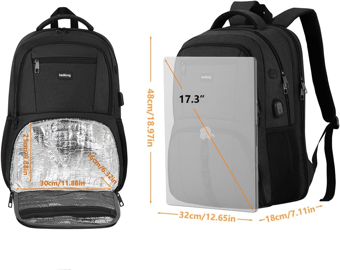 Kadilong 17.3 inch laptop backpack USB charging port detail