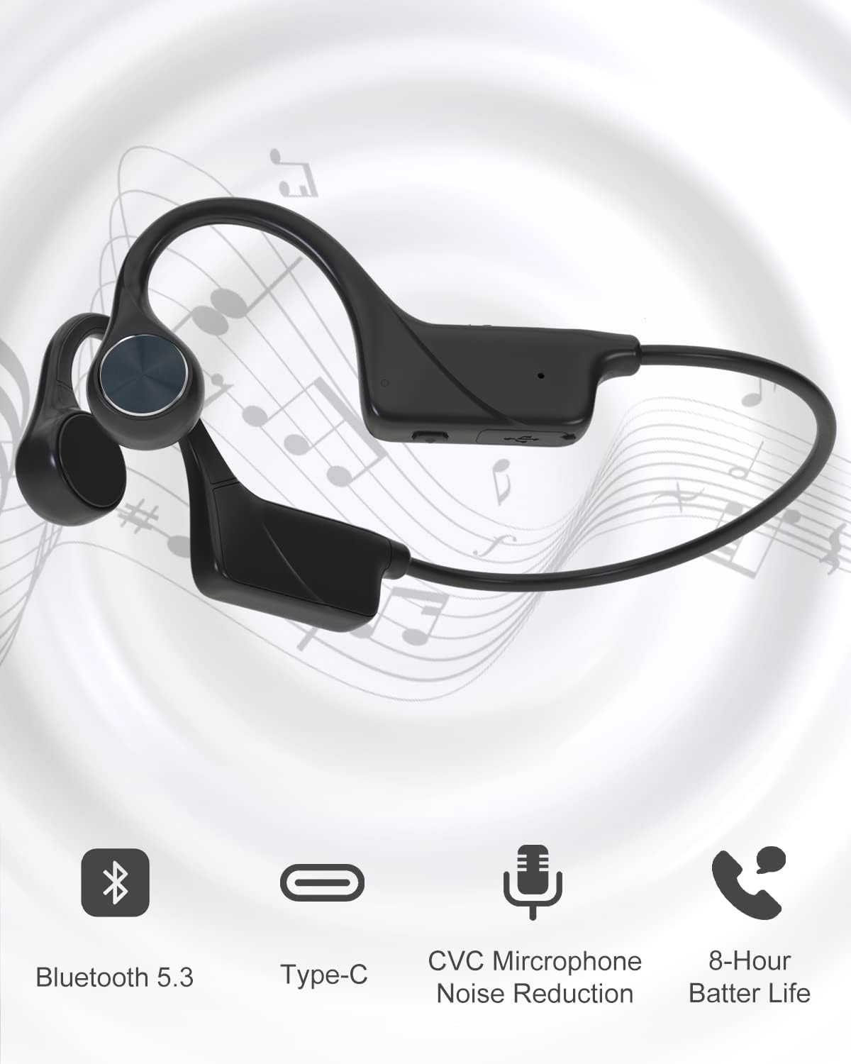 Monodeal open ear sport headphones side profile showing wraparound band