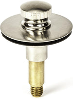 Permaflow brushed nickel bathtub drain stopper angle view