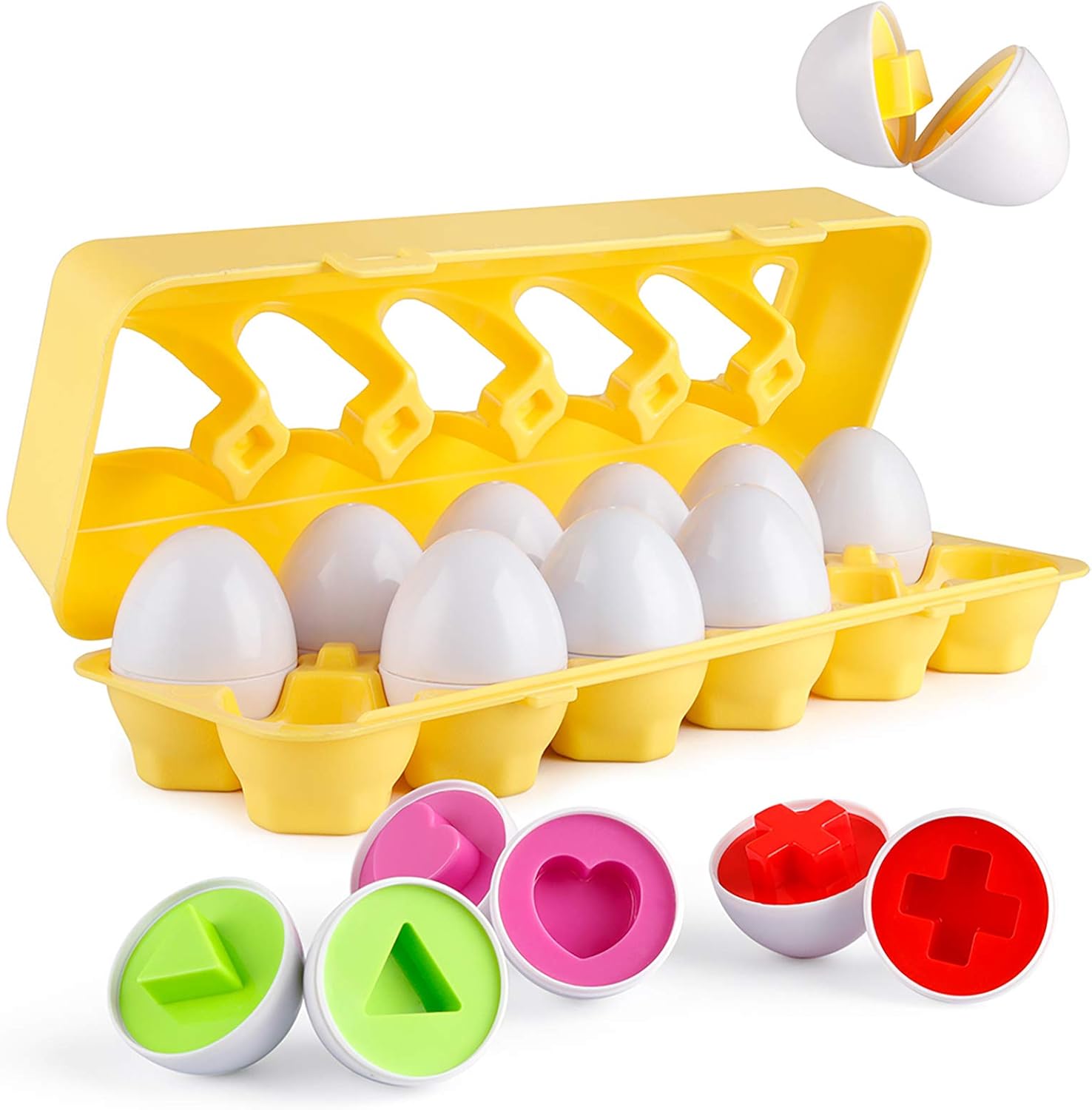Coogam Matching Eggs 12 piece set inside yellow carton