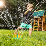 Side profile of the imported children lawn sprinkler toy emphasizing the thick high quality plastic construction.