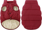 Asenku dog winter coat waterproof puffer vest front view red