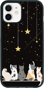 Onemiliayears Black Cute Cat iPhone 12 Case front view phone case