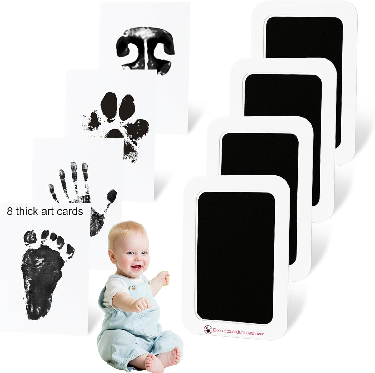 Echosari inkless baby hand and footprint kit front view displaying packaging and clean touch pads.