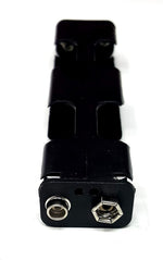 Corpco battery holder showing snap connector and spring contacts