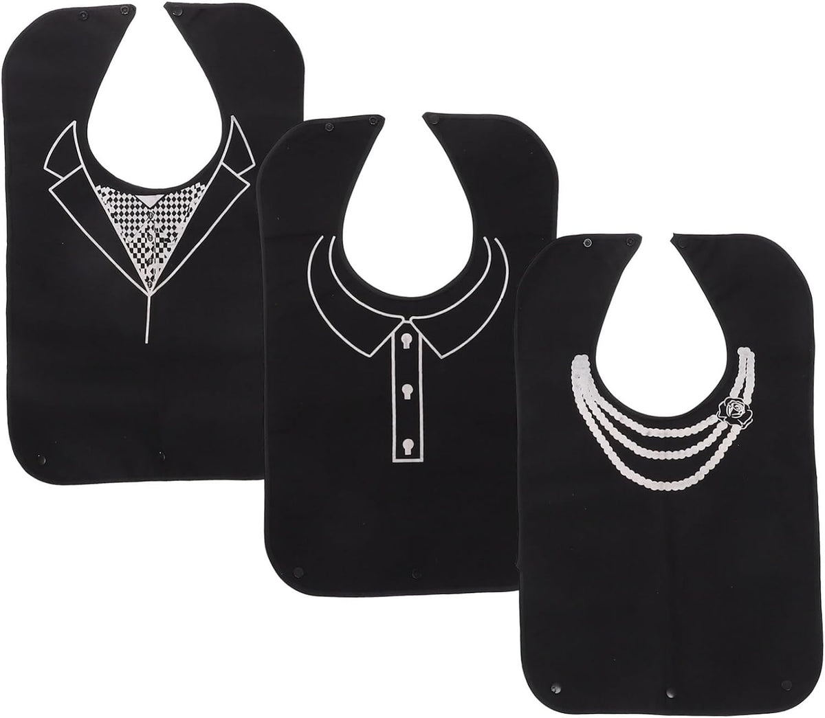 Healifty adult bibs front view of tuxedo print