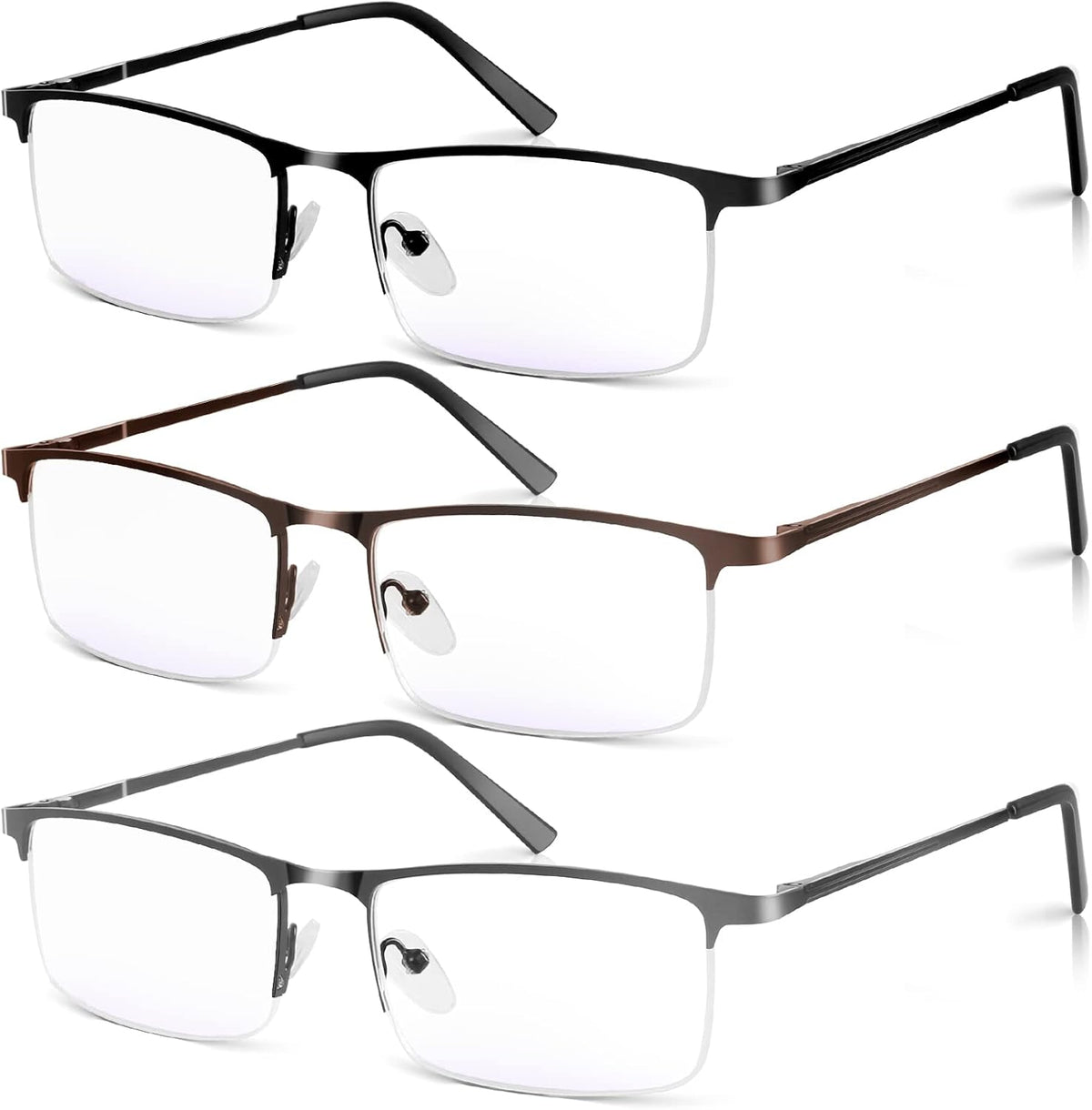 Weimeltoy 3 pack blue light blocking reading glasses front view
