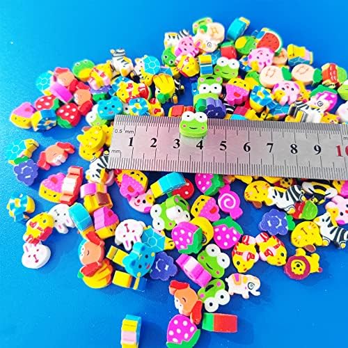 Assorted novelty pencil erasers in fruit and animal shapes