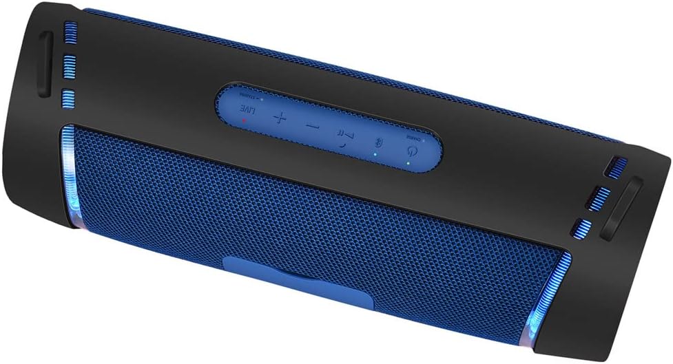 Black silicone speaker case with attached shoulder strap