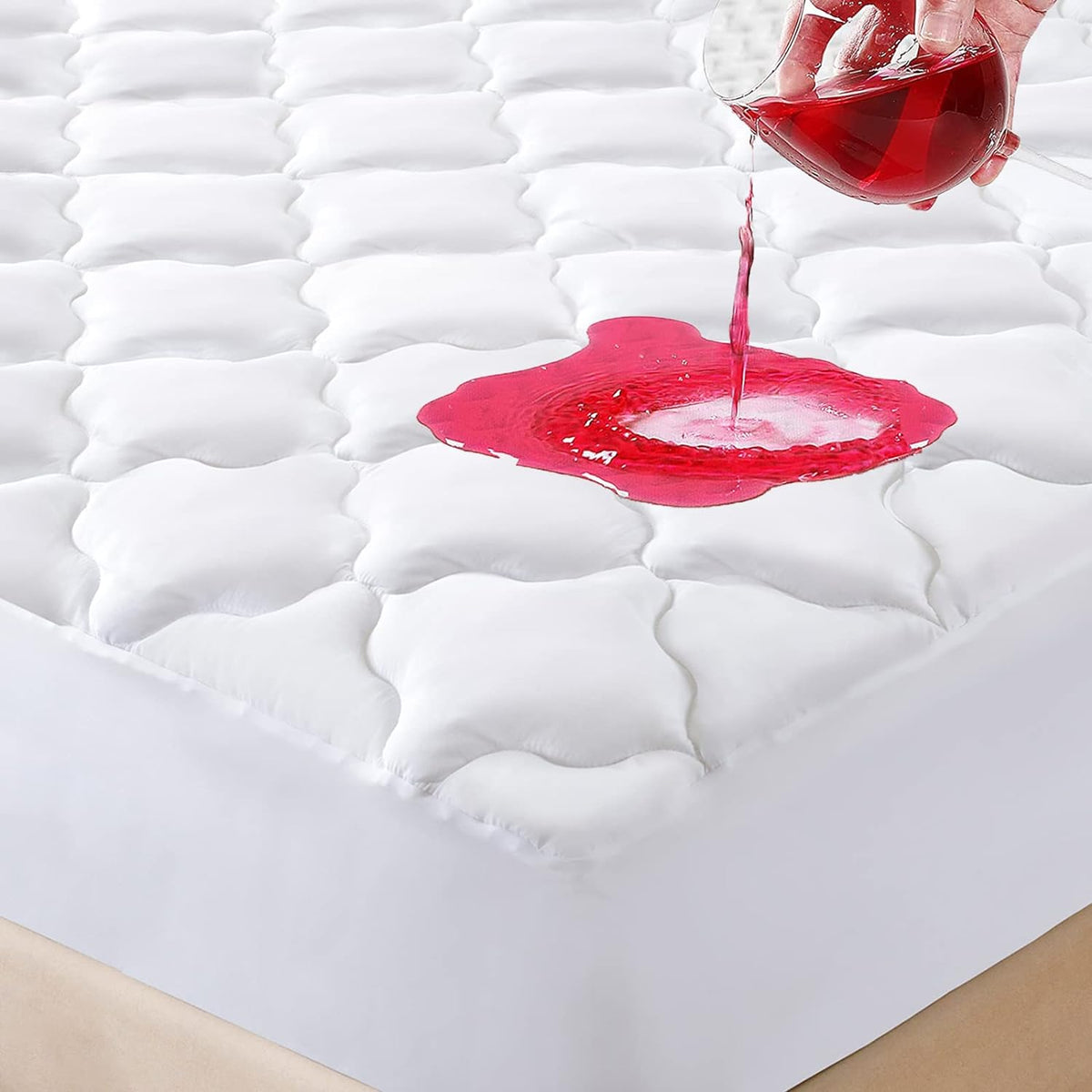 Complete bed styling view featuring JamRest mattress encasement