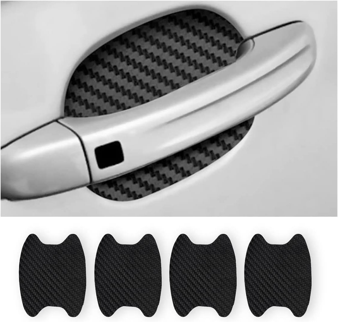 Blilo XINLIYA car door handle protector sticker front view pack on black carbon fiber texture