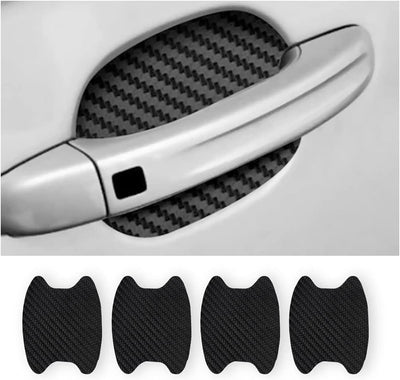 XINLIYA 4PCS Car Door Handle Protector Sticker, Universal Carbon Fiber Anti-Scratches Auto Door Handle Protective Film, Side Paint Cover Guard Stickers Fit for Most Cars (Black) - Image 1