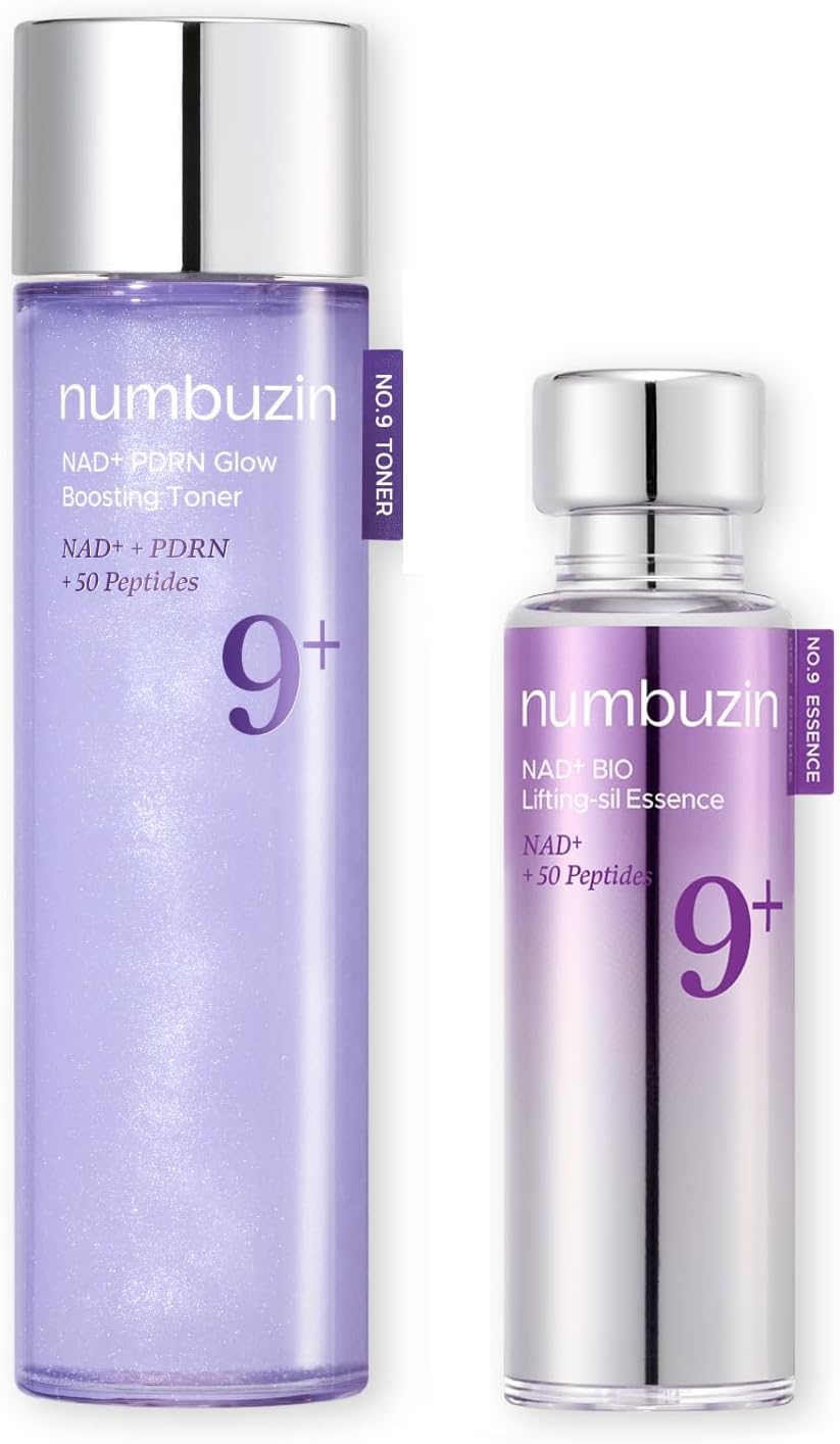 Numbuzin Number 9 NAD Plus Glow Boosting Set front view premium Korean anti aging skincare collection.