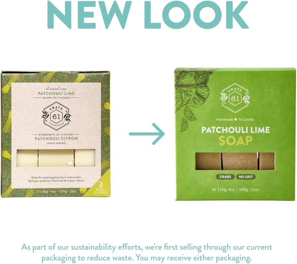 Crate 61, Handmade in Canada, Plant Based Cold Process Natural Bar Soap For Face And Body, With Premium Essential Oils, For Men And Women 3 Pack (Patchouli Lime) - Image 9