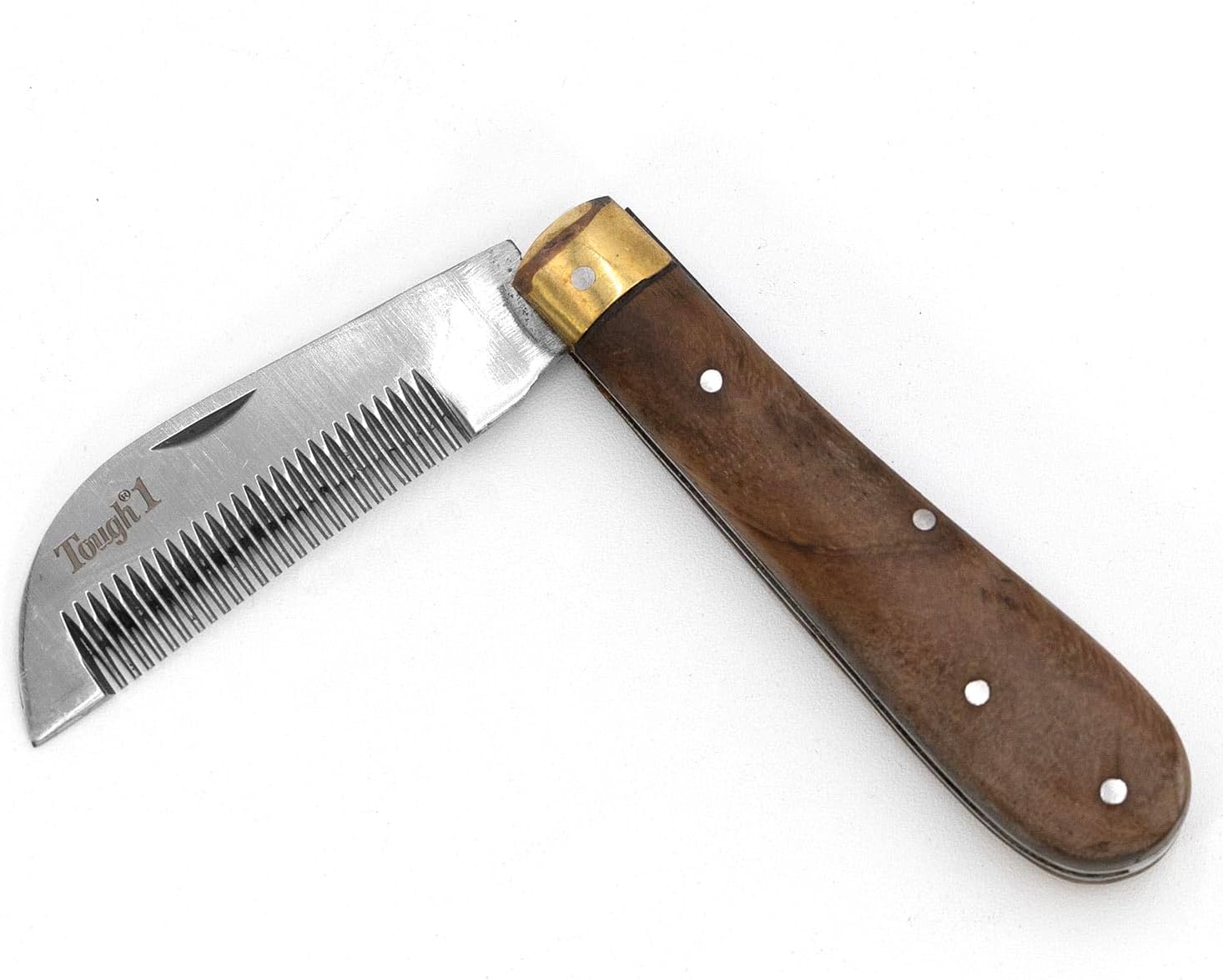 Jeffers Equine folding pocket stripping comb for horses front view compact equestrian grooming tool.