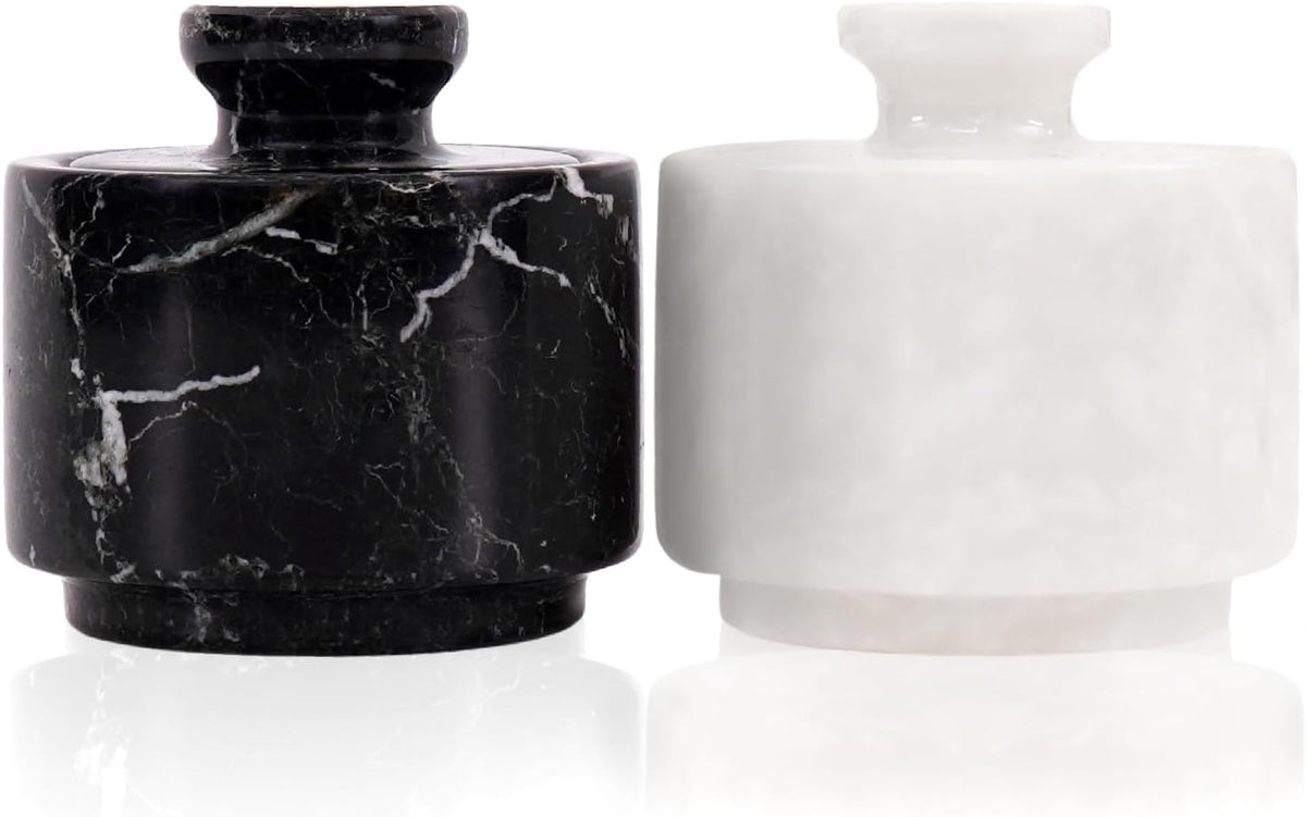 Marblous Krafts marble salt cellar front view kitchen decor
