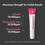 Back label of the intensive skin brightening cream showing key active ingredients.
