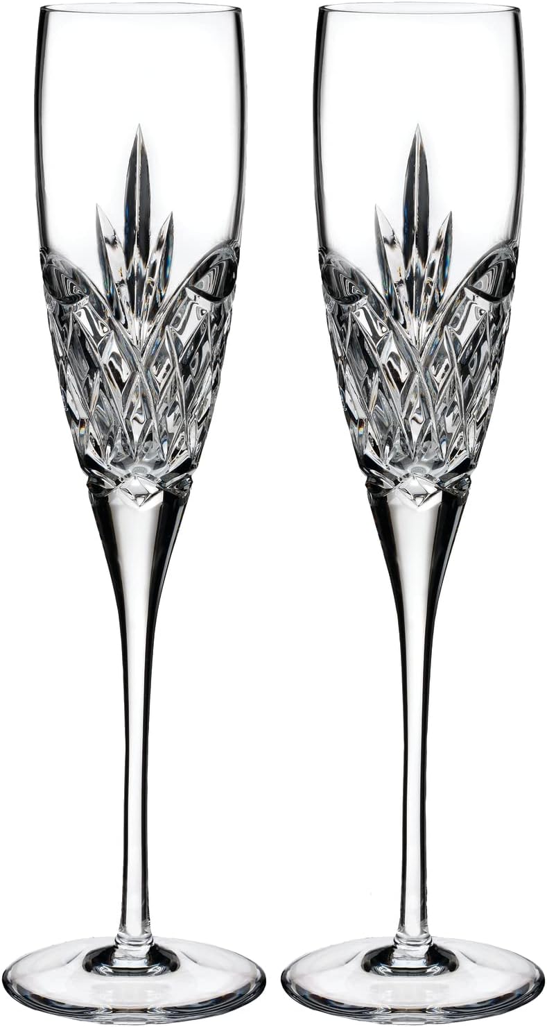 Waterford Love Forever Toasting Flute Pair front view crystal champagne glasses