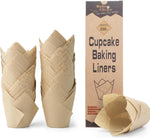 Bake Choice 200pcs Natural Tulip Cupcake Liners for Baking Muffin Liners | Unbleached European Parchment Paper, Heat-resistant, Greaseproof, Cupcake Wrapper for Party, Christmas, Gift - Image 10
