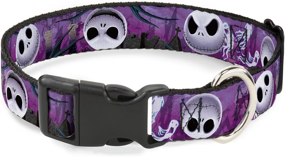 Buckle-Down cat collar front view showing Jack Expressions design.