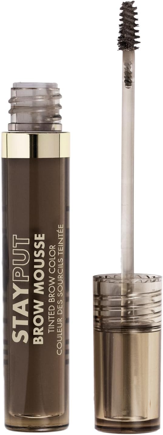 Smudge proof eyebrow mousse texture swatch in shade Dark Brown.