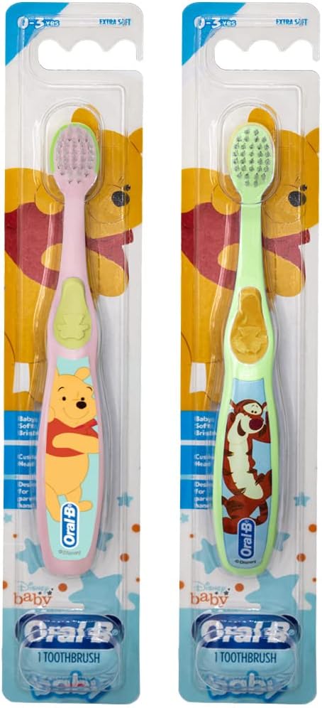 Oral-B Baby Manual Toothbrush, Pooh Characters, 0-3 Years Old, Extra Soft (Characters Vary) - Pack of 2 - Image 1