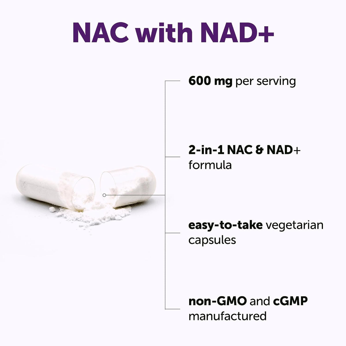 Micro Ingredients NAC with NAD+ back label ingredient details