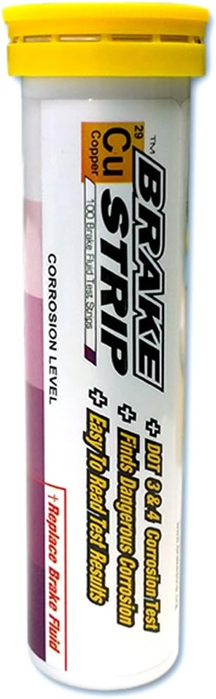 Phoenix Systems BrakeStrip brake fluid test strips front packaging view showing one hundred count tube