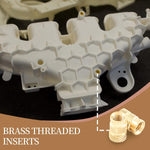 Brass knurled nuts displayed for plastic fabrication