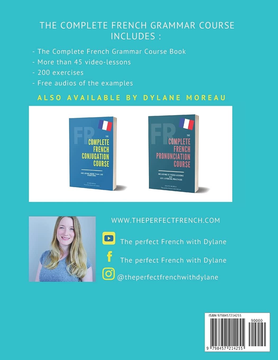 The Complete French Grammar Course book cover showing chapter details and exercises