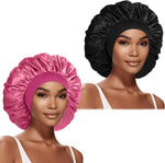 Extra Large Satin Bonnet Hair Cap for Women Men | 17inches, Jumbo Silk Sleep Cap, Wide Elastic Band for Braids Curly Hair Locs, Blue - Image 10