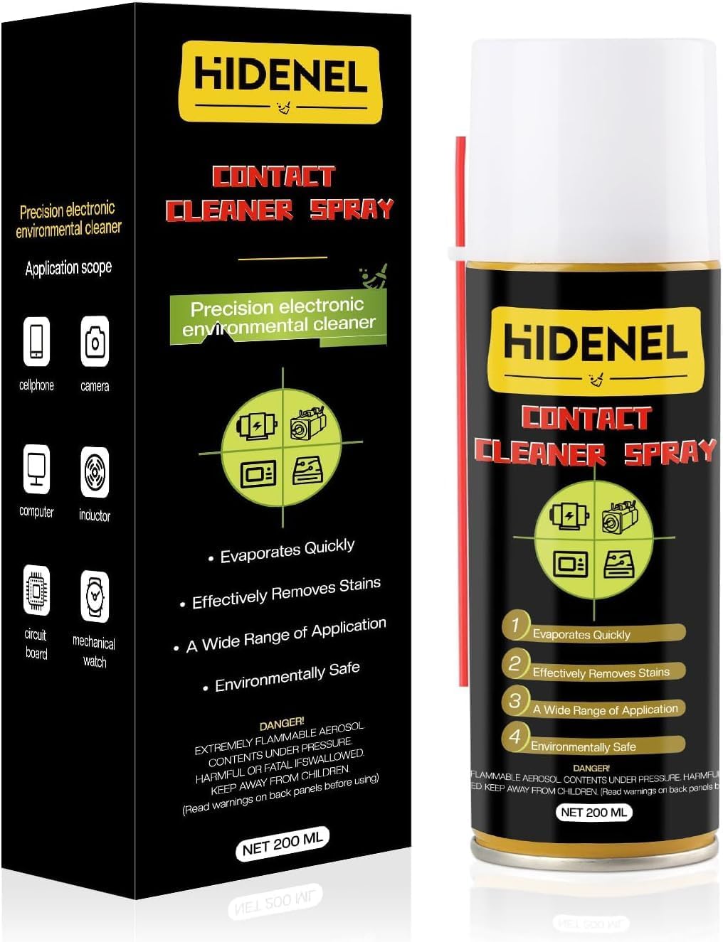 UE Hidenel Contact Cleaner Spray front view 6.76 fluid ounces