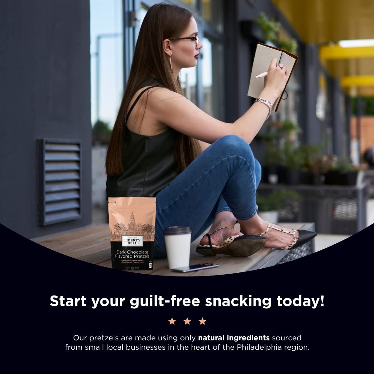 Side view of Liberty Bell 5 Ounce pretzel bag