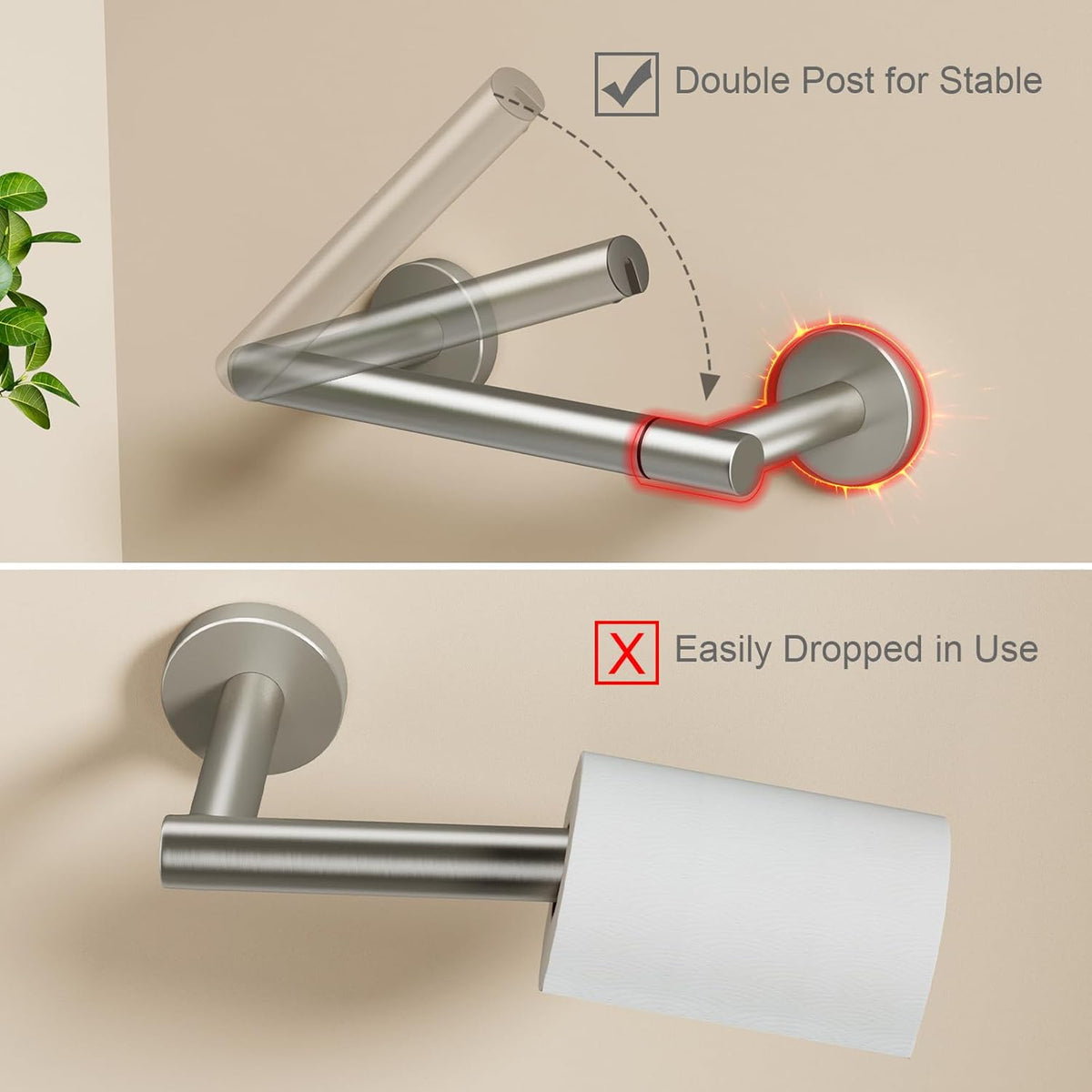 Pokim double post toilet paper holder side profile measurement