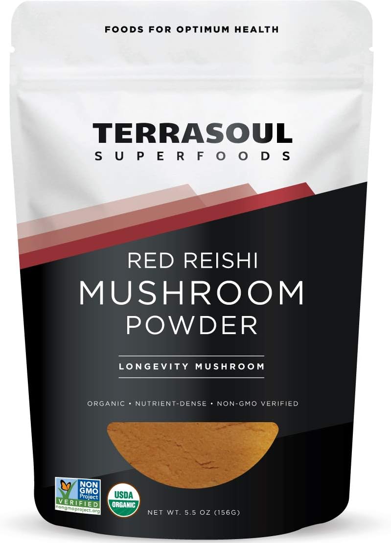 Terrasoul Superfoods organic reishi mushroom powder front pouch view