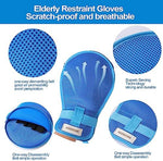 Breathable 3D mesh hand control gloves for preventing tube pulling in hospitals.