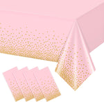FunnyPars pink and gold dot disposable tablecloths 4 pack front view