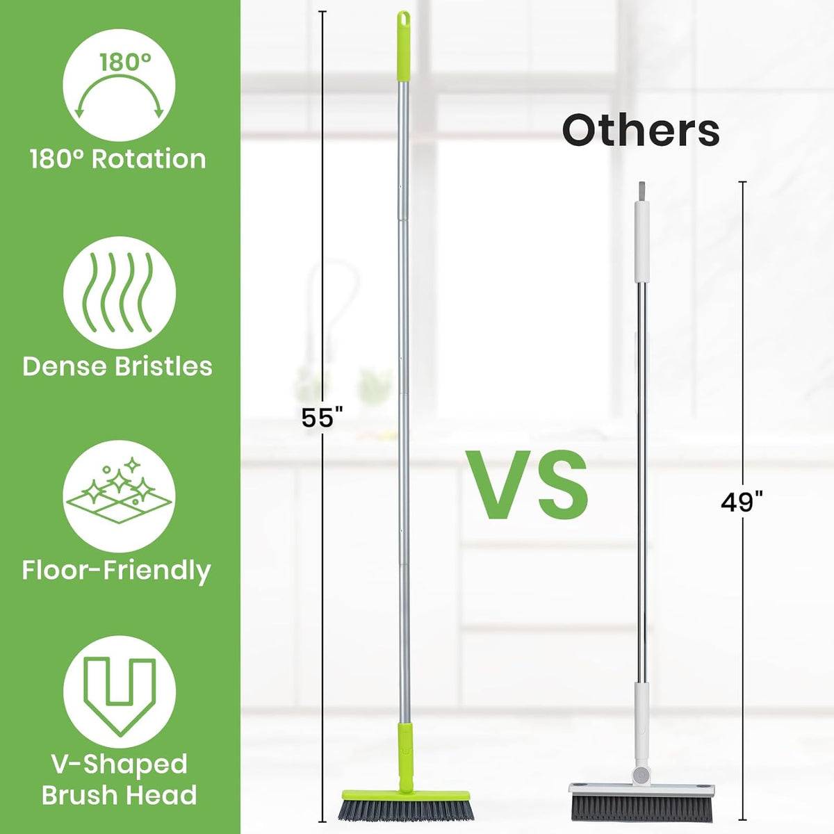 KalTell crevice cleaning brush demonstrating adjustable handle poles