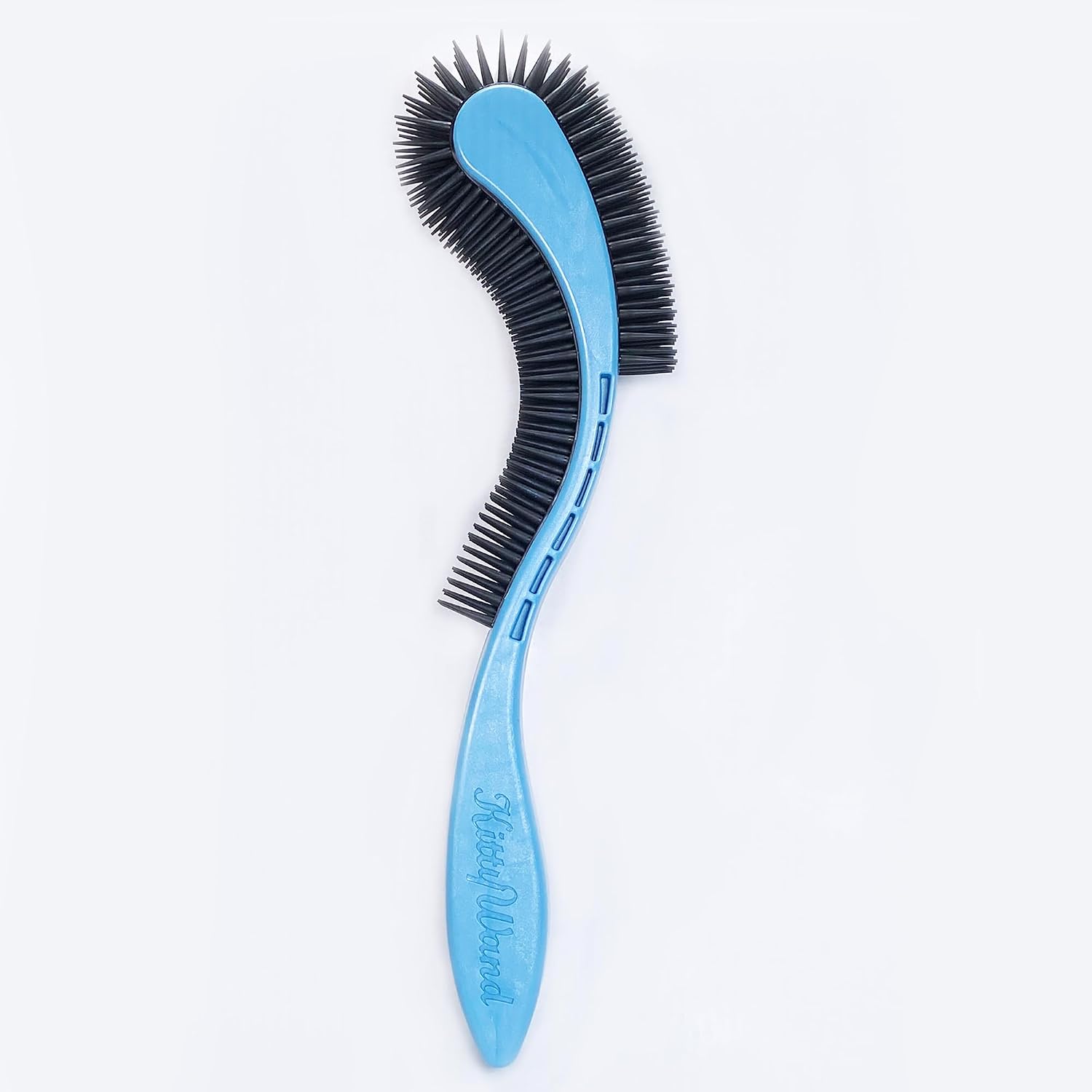 KittyWand cat grooming brush blue front view showing dual sided design