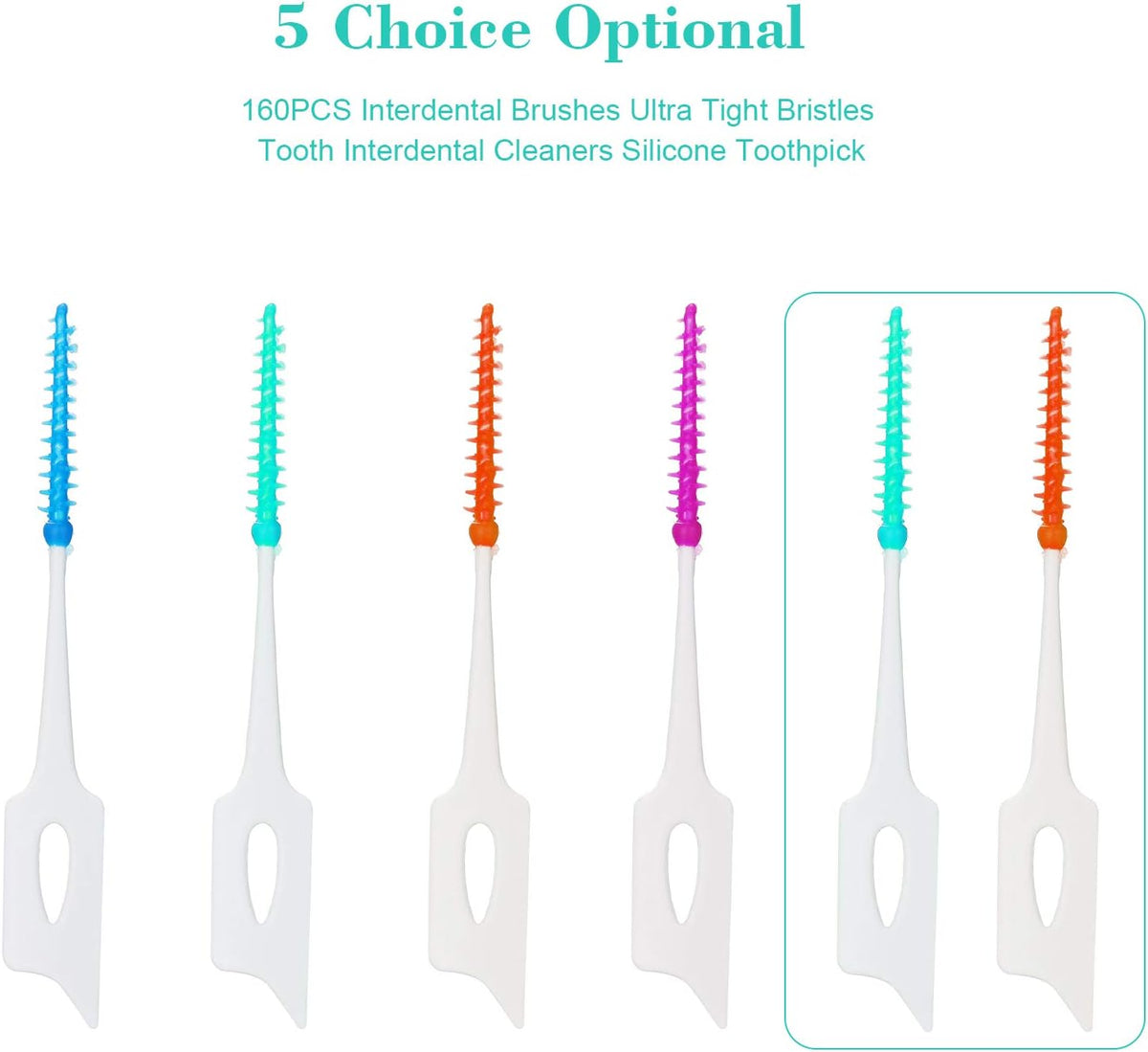 An-self 160PCS Interdental Brushes Ultra Tight Bristles Tooth Interdental Cleaners Silicone Toothpick Brush Disposable Teeth Soft Picks, Green - Image 5