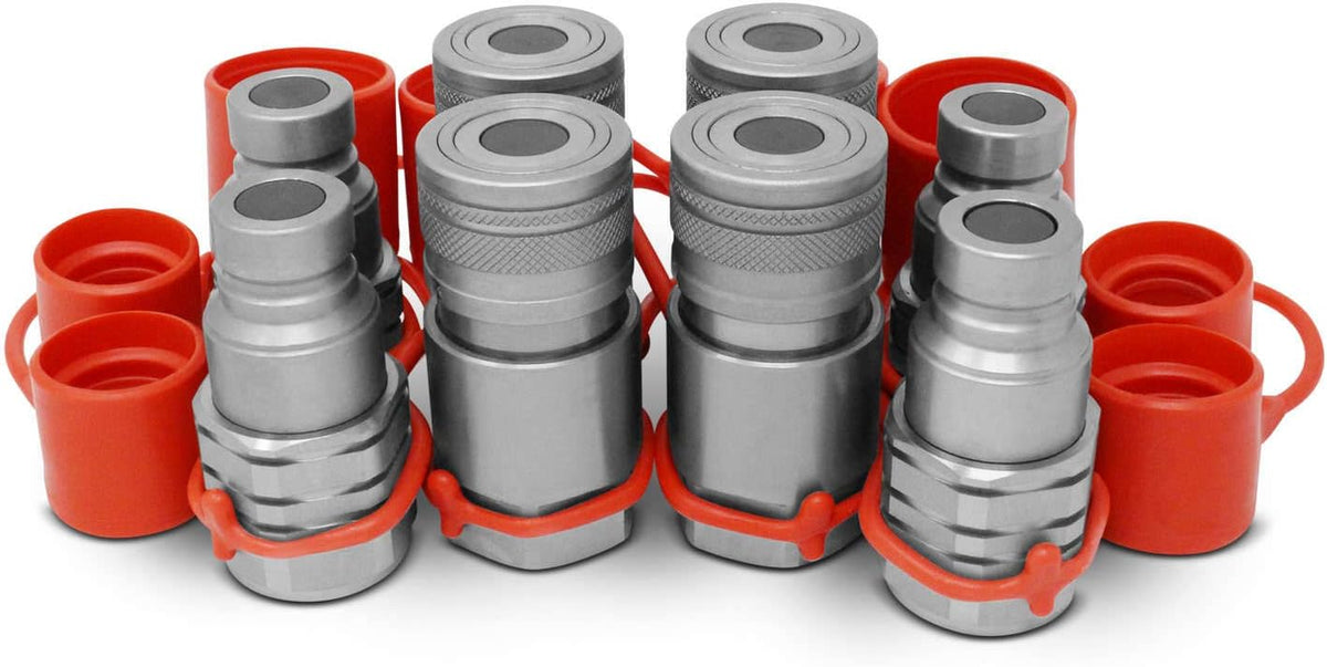 Summit Hydraulics 1/2" Skid Steer Bobcat Flat Face Hydraulic Quick Connect Couplers/Couplings Set w/Dust Caps - Image 10