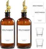 Mouthwash Dispenser for Bathroom, Glass Mouthwash Dispenser with Cup, Mouth Wash Container Bottle with Cup, Refillable Mouthwash Decanter, Clear,17oz,2 Pack - Image 12