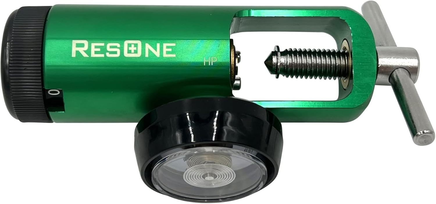 25LPM Oxygen Regulator CGA-870, Adjustable Flow 0-25 LPM - ASTM G175-03 - Aluminum/Brass, Max Inlet: 3000 PSI, Outlet: 50 PSI - Compact 1.38 inches X 4.65 inches - Image 1