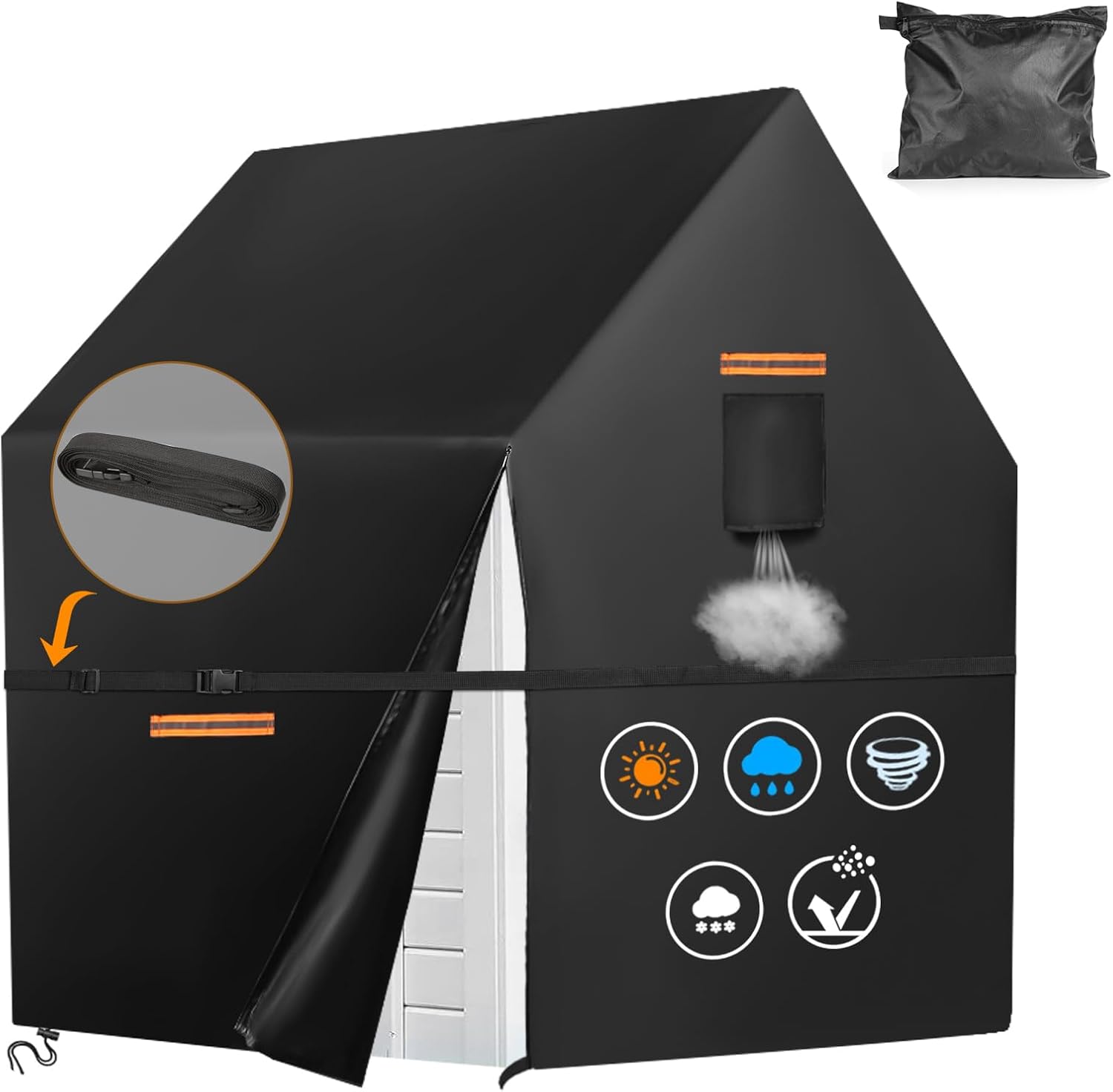 GRABADO outdoor waterproof playhouse cover front view on backyard toy house
