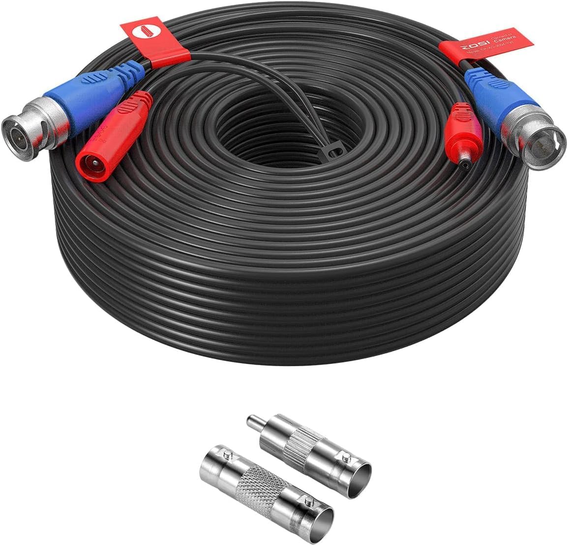 Zosi 100 Feet All In One CCTV Cable front view showcasing pre terminated connectors