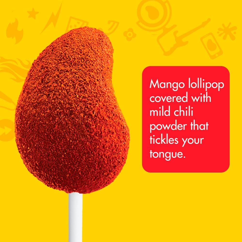 Imported Mexican style hot and sweet lollipops close up