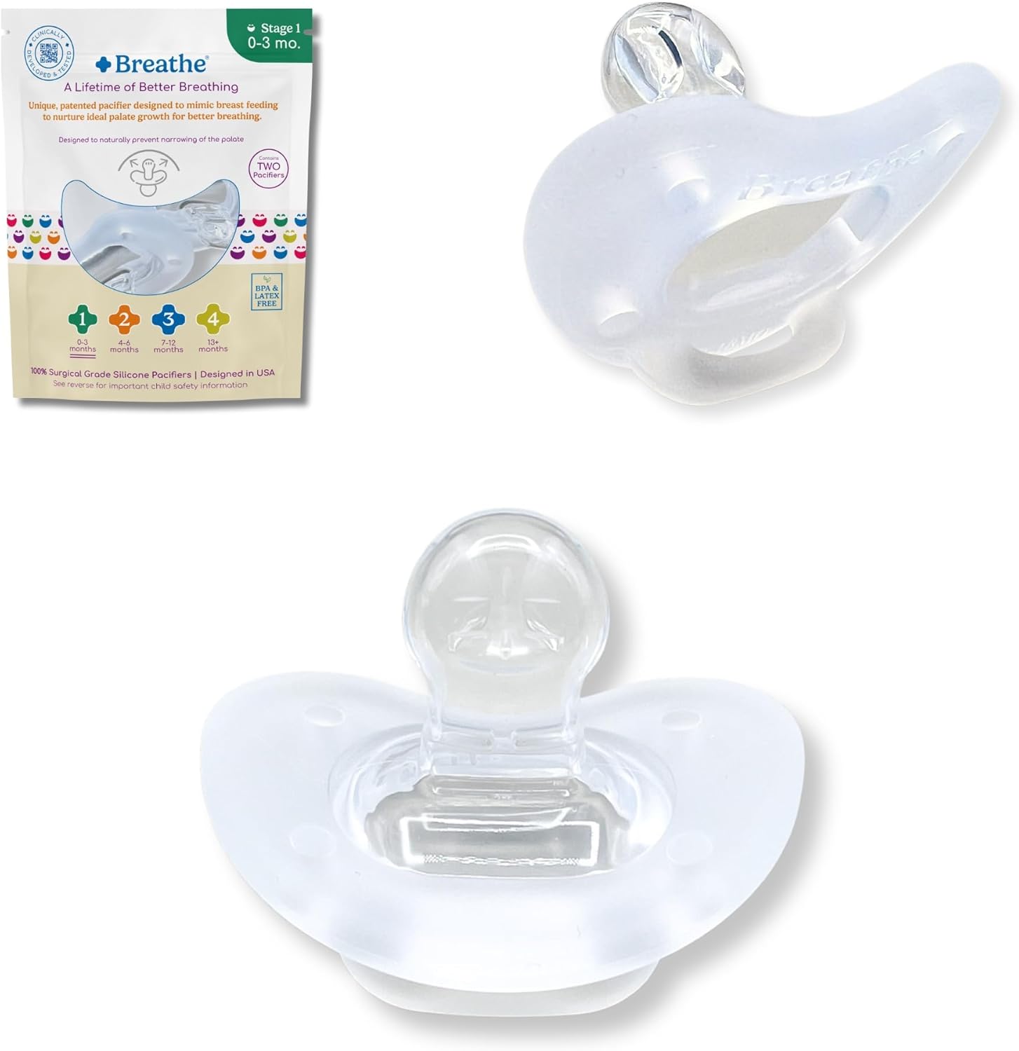 Oralwise Breathe Baby Pacifier Stage 1 front view
