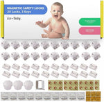 Magnetic Cabinet Locks for Babies (20 Pack Locks with 3 Keys), Eco Baby Baby Proofing Cabinet Locks, Child Locks for Cabinets Drawers Doors, Easy Installation No Tools Required - Image 1