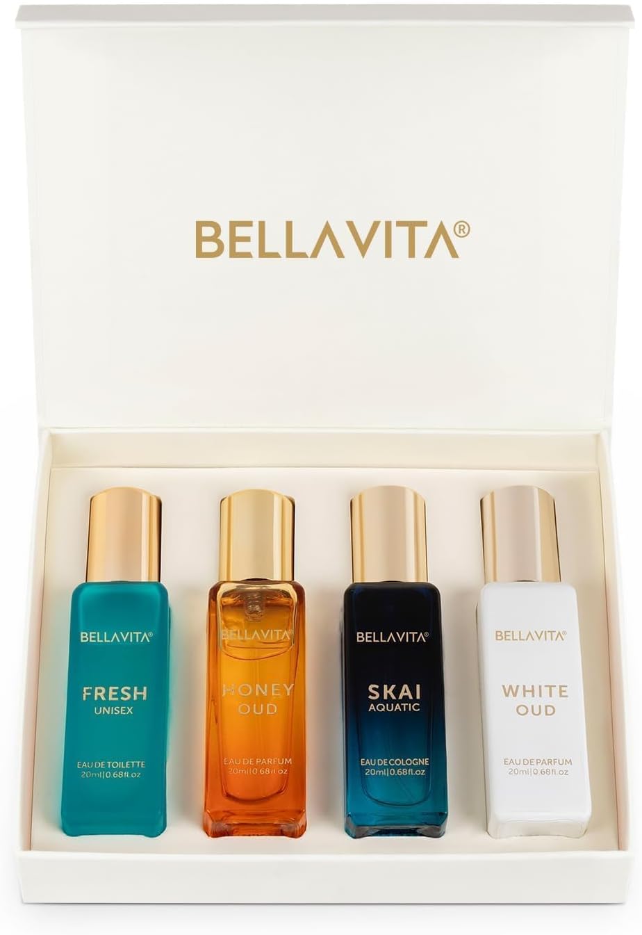 Bella Vita Luxury Long Lasting Unisex Perfume Gift Set | Perfume for Man | Gifts for Woman | 4x20ml | Woody, Aquatic & Sweet Premium Fragrance - Image 1