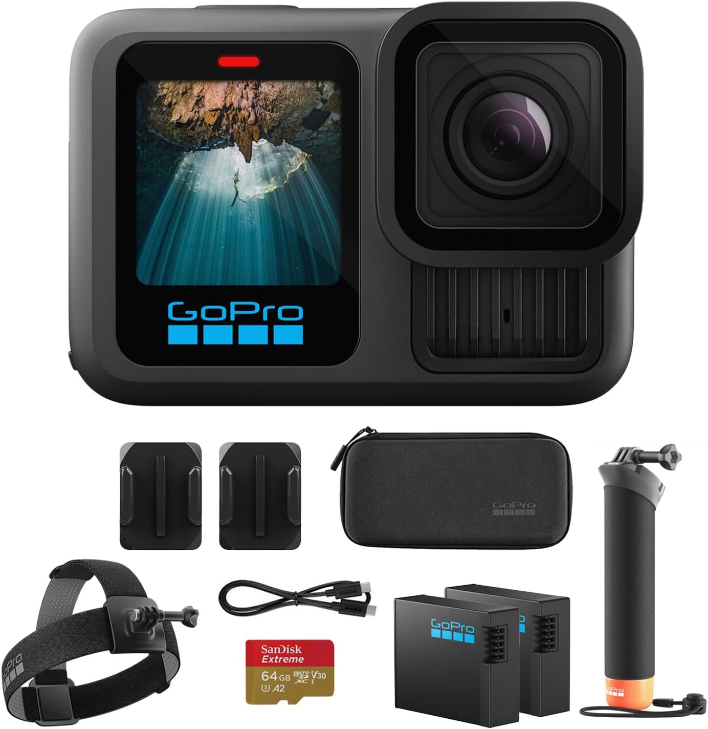GoPro Hero13 Black waterproof action camera front view showcasing lens design